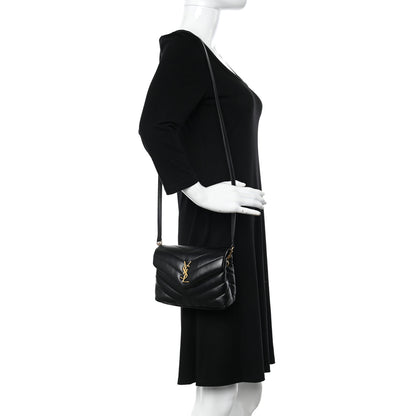 Saint Laurent Calfskin Y Quilted Monogram Toy Loulou Crossbody Bag Black 2 of 11