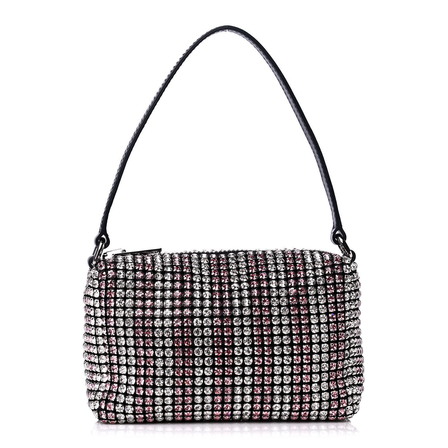 Alexander Wang Mesh Crystal Rhinestone Mini Heiress Pouch Pink Silver 1 of 9