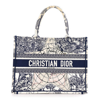 Christian Dior Canvas Embroidered Medium Around The World Book Tote Blue 1 of 10