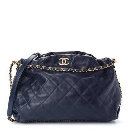 Chanel Calfskin Quilted Coco Shelter Bowling Bag Navy 1 of 9