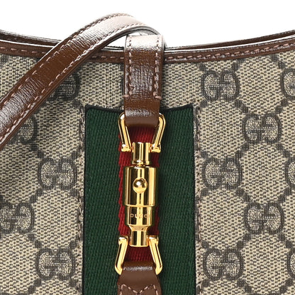 Gucci GG Supreme Monogram Azalea Calfskin Web Mini Jackie 1961 Hobo Beige Ebony Brown Sugar 7 of 9