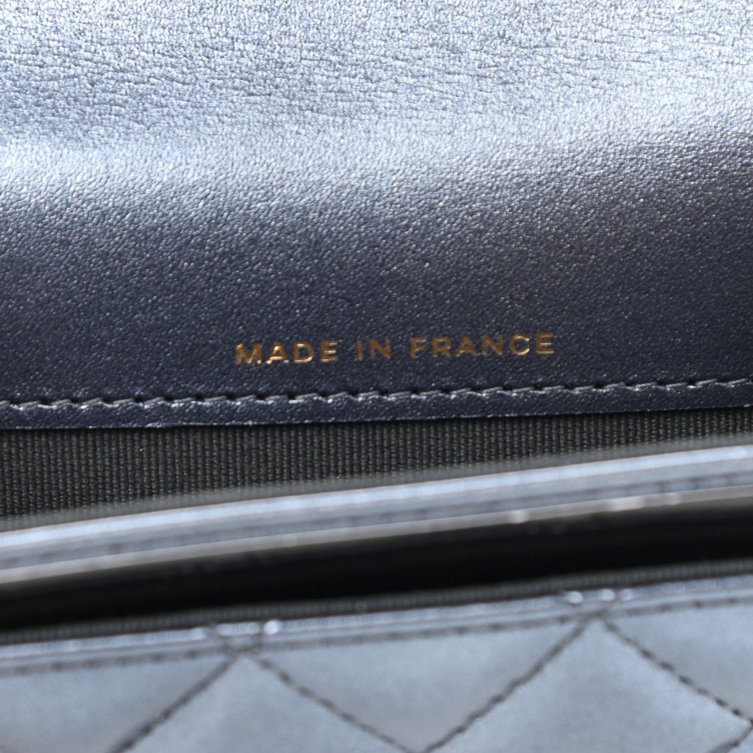 Chanel Metallic Lambskin Quilted Flap Card Holder Wallet Dark Blue 7 of 9