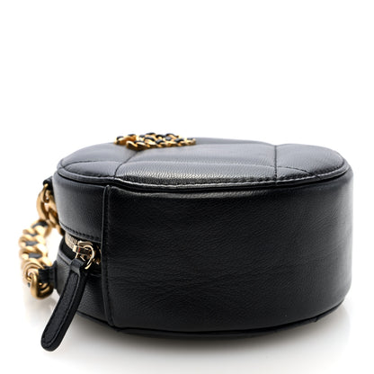 Chanel Lambskin Quilted Chanel 19 Round Clutch With Chain Black 4 of 10