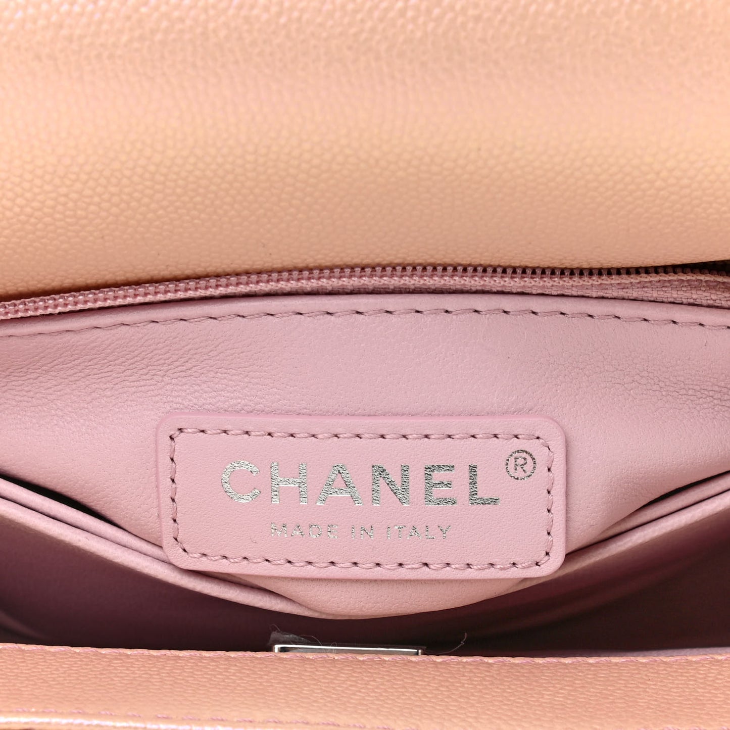Iridescent Caviar Quilted Mini Coco Handle Flap Pink