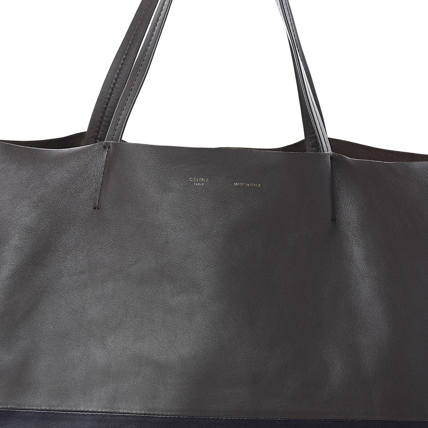 Lambskin Horizontal Bi-Color Cabas Black Dark Grey