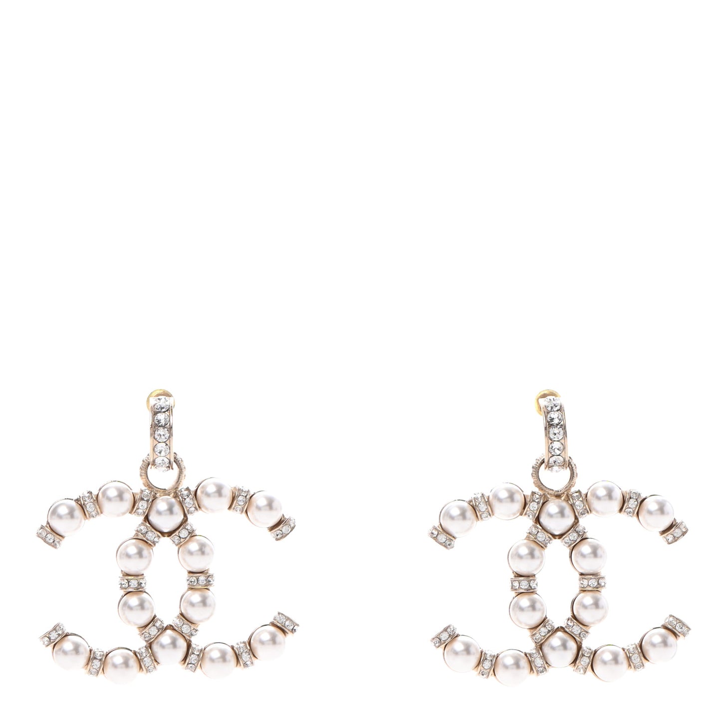 Pearl Crystal Nefertiti CC Drop Earrings Gold