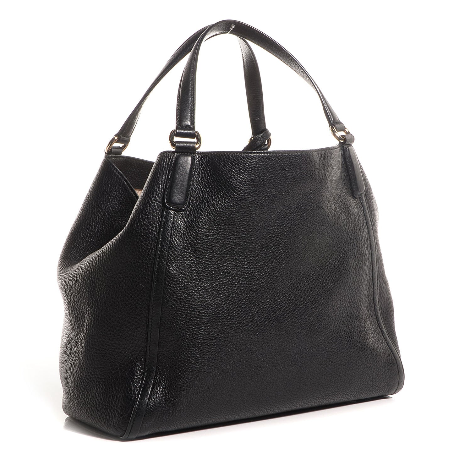 Pebbled Calfskin Medium Soho Shoulder Bag Black