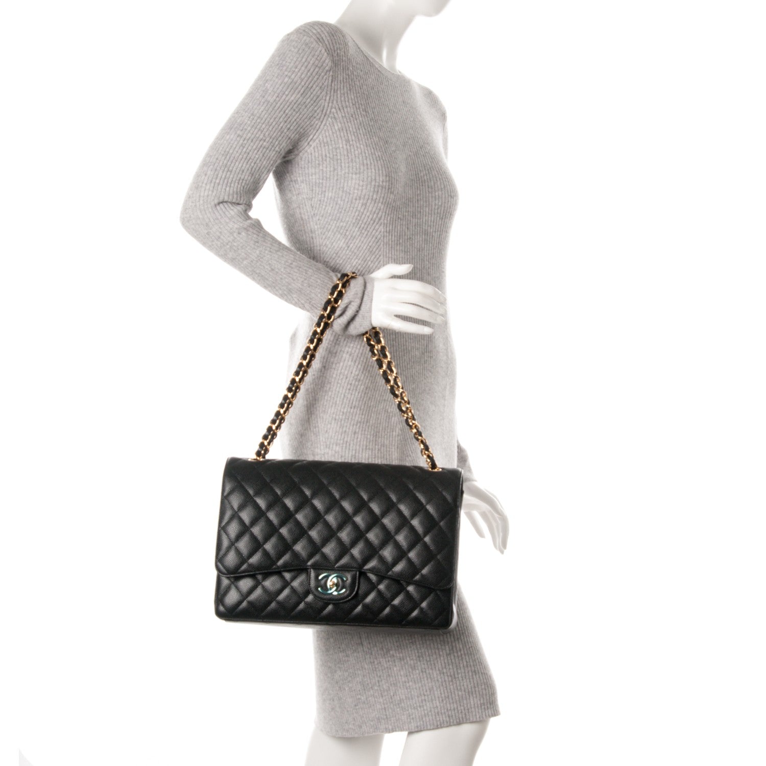 Chanel Caviar Quilted Maxi Double Flap Black 2 of 9