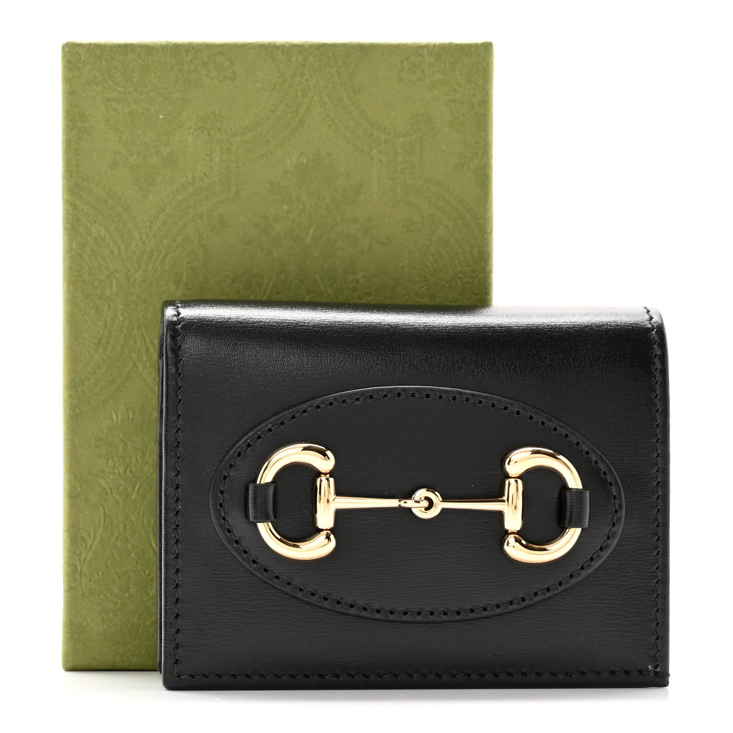 Gucci Boarded Plutone Calfskin Horsebit 1955 Card Case Wallet Black 8 of 8