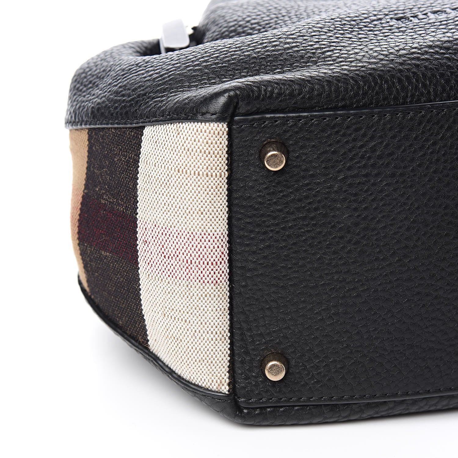 Burberry Grainy Calfskin House Check Small Maidstone Black 8 of 9