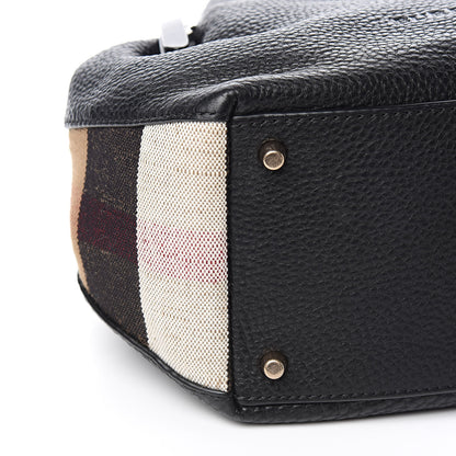 Burberry Grainy Calfskin House Check Small Maidstone Black 8 of 9