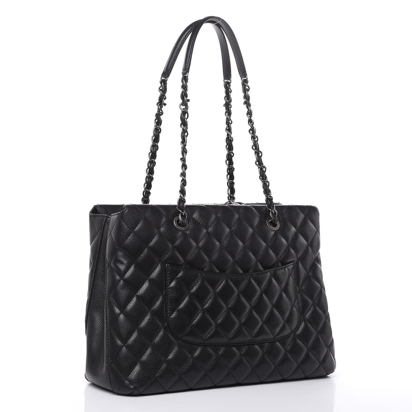 Caviar Quilted City Shopping Tote Black
