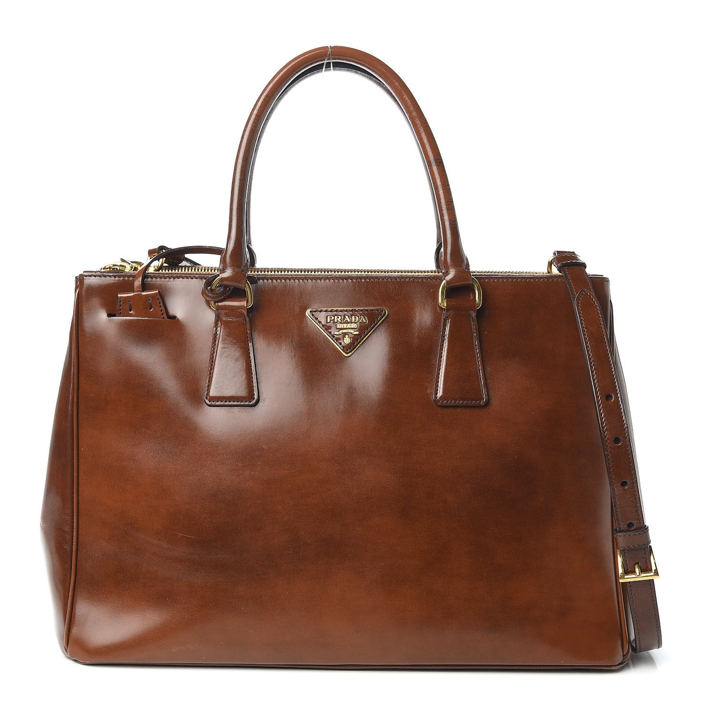 Spazzolato Medium Galleria Double Zip Tote Tabacco Fume