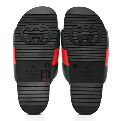 Gucci Nylon Web Womens Slide Sandals 40 Black Green Red 5 of 9