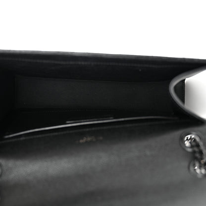Saint Laurent Grain De Poudre Textured Mixed Matelasse Triquilt Medium Monogram Monochrome Satchel Black 5 of 14