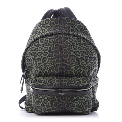 Saint Laurent Printed Canvas Leopard Classic Hunting Backpack Green 1 of 8