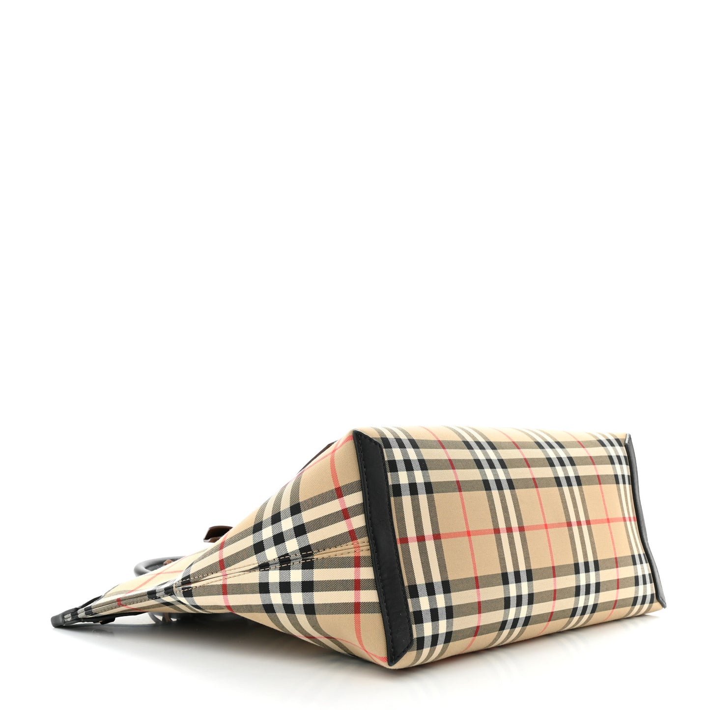Calfskin House Check Medium Society Top Handle Bag Archive Beige Black