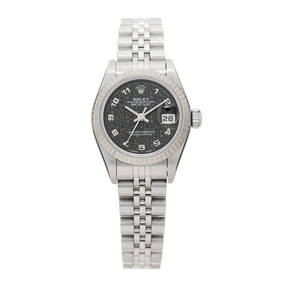 Rolex Stainless Steel 18K White Gold Diamond 26mm Oyster Perpetual Datejust Watch Black Jubilee 69174 1 of 4