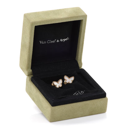 Van Cleef & Arpels 18K Yellow Gold Mother of Pearl Sweet Alhambra Butterfly Earrings 5 of 5