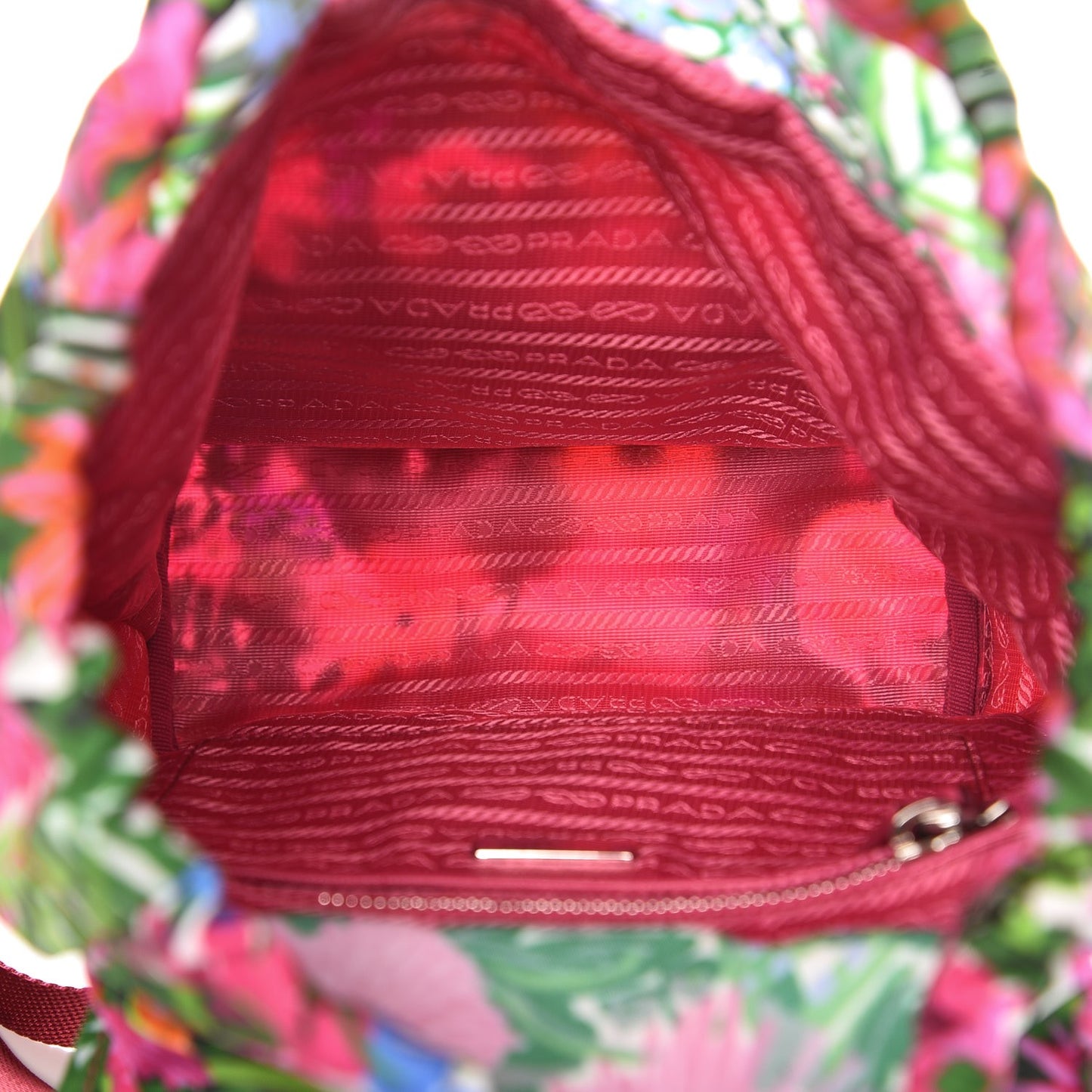 Nylon Floral Print Single Buckle Backpack Pink