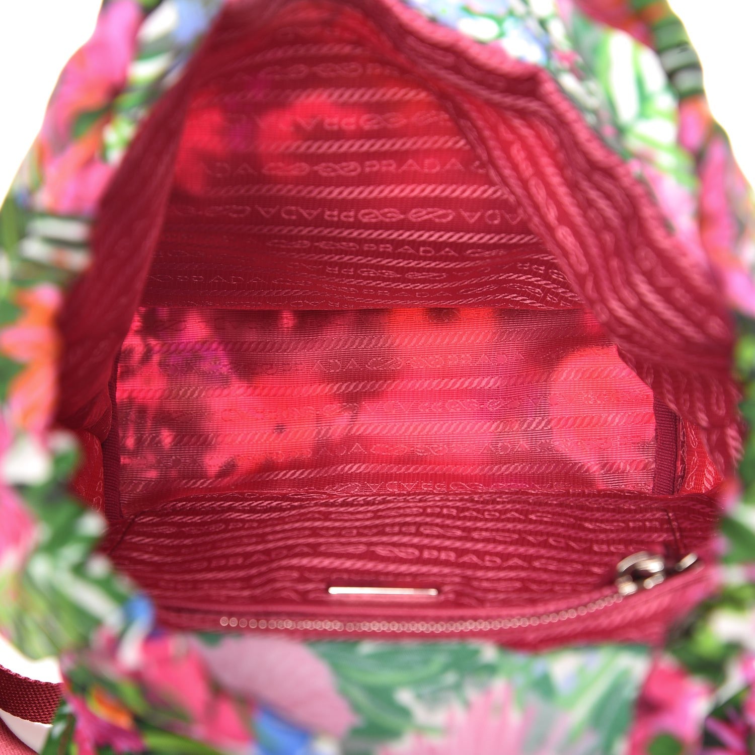 Prada Nylon Floral Print Single Buckle Backpack Pink 5 of 8