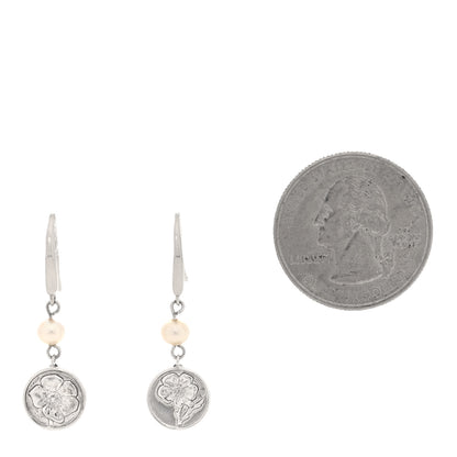 Tiffany Sterling Silver Pearl Flower Drop Earrings 2 of 4