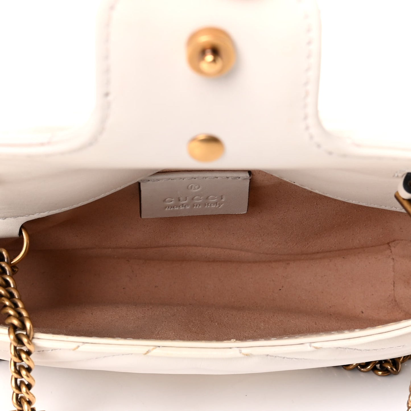 Calfskin Matelasse Super Mini GG Marmont Shoulder Bag White