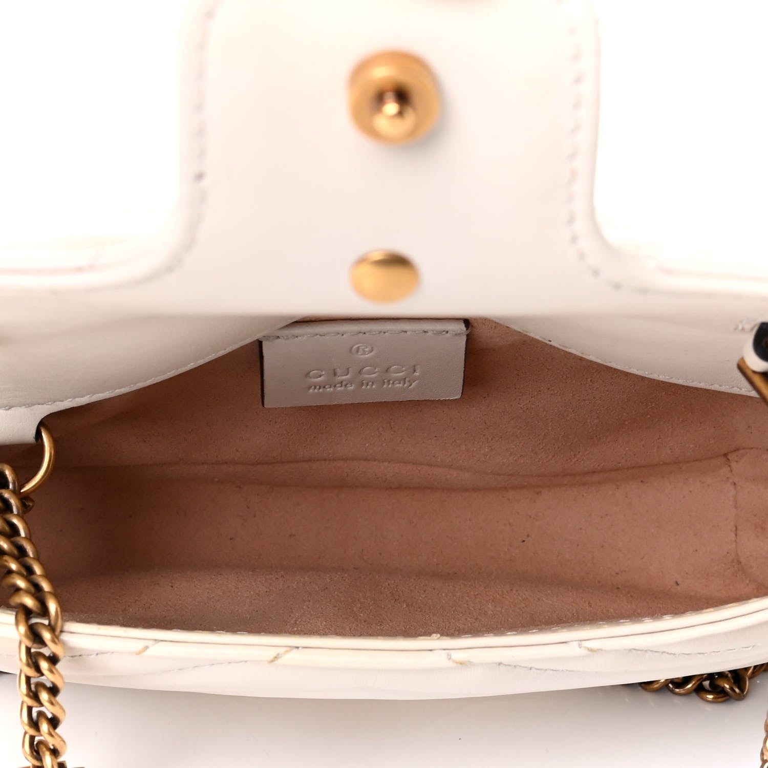 Gucci Calfskin Matelasse Super Mini GG Marmont Shoulder Bag White 4 of 5