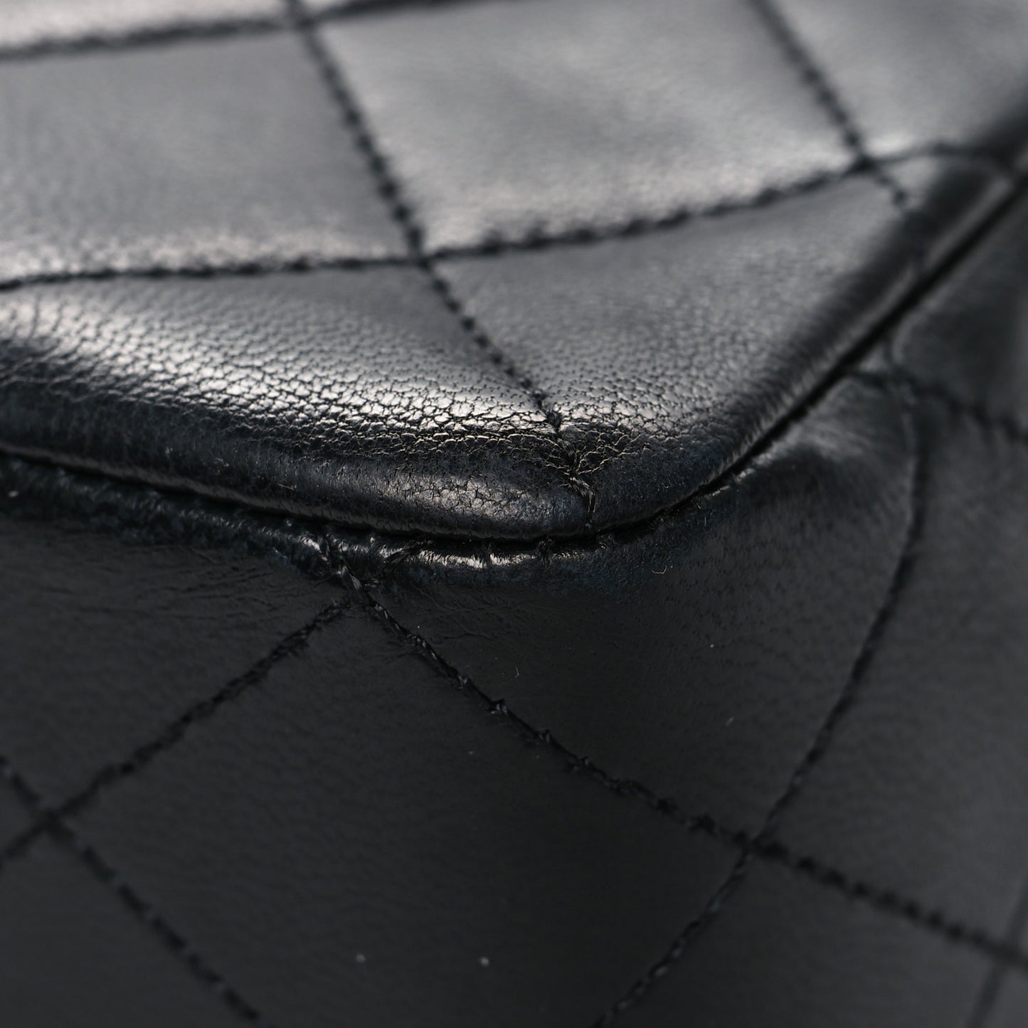 Lambskin Quilted Medium Double Flap Black