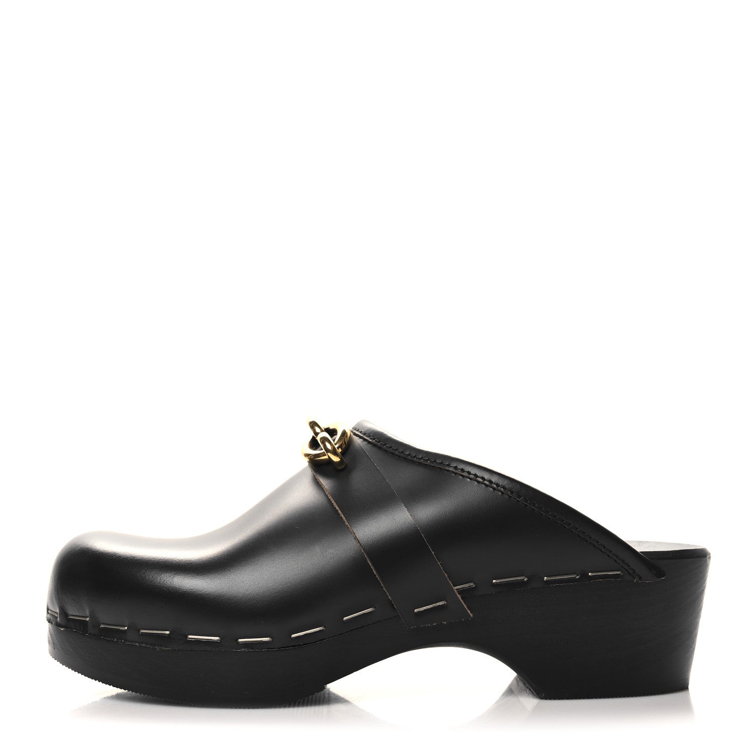 Saint Laurent Smooth Calfskin Le Maillon Clogs 38.5 Black 1 of 9