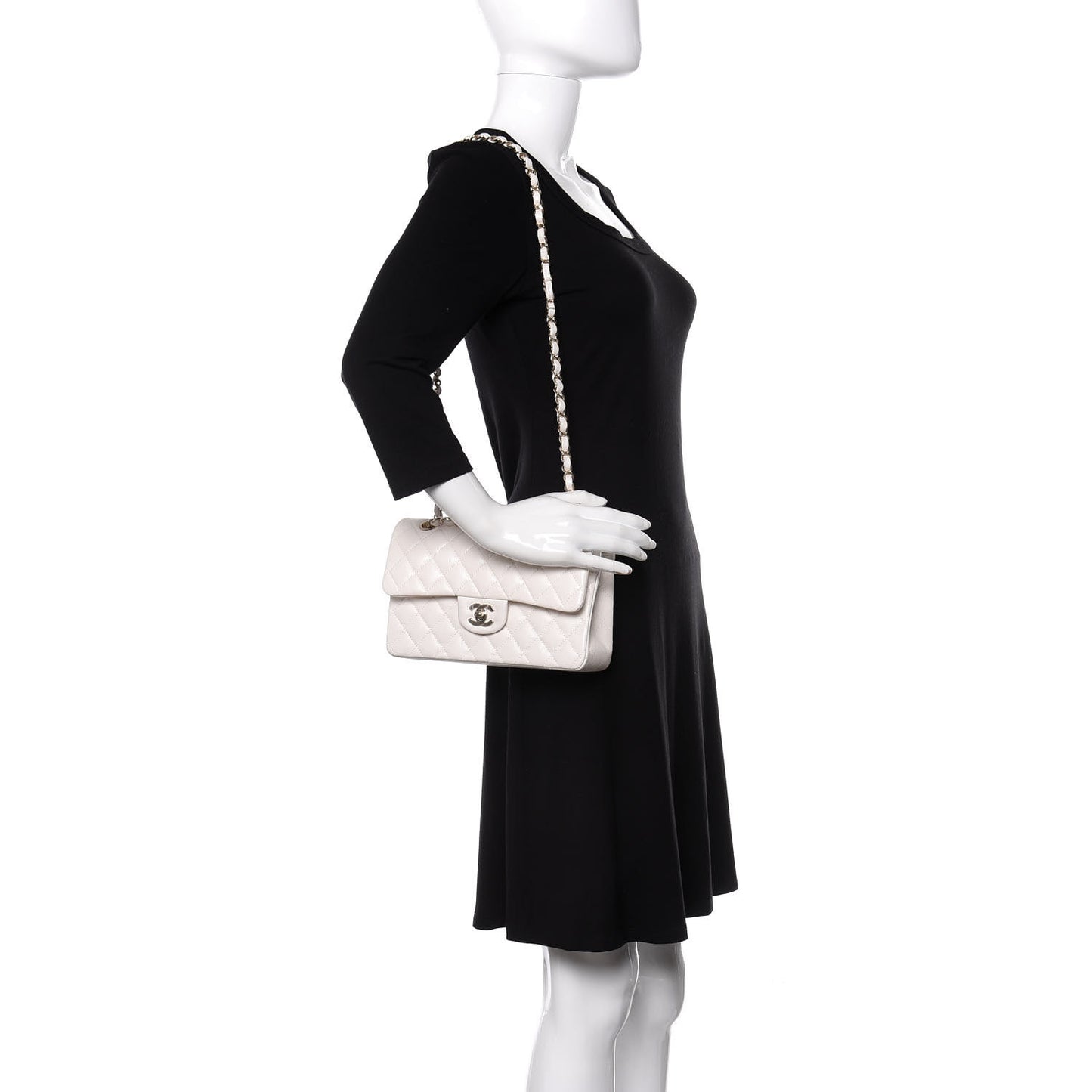 Caviar Quilted Small Double Flap White