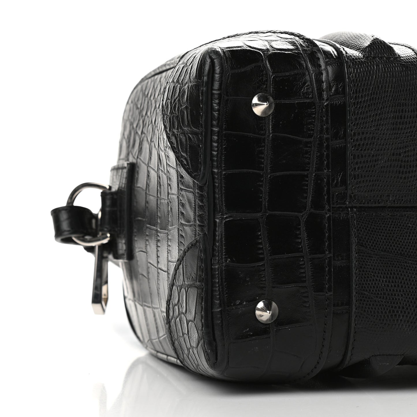 Calfskin Crocodile Embossed Mini Lucrezia Black