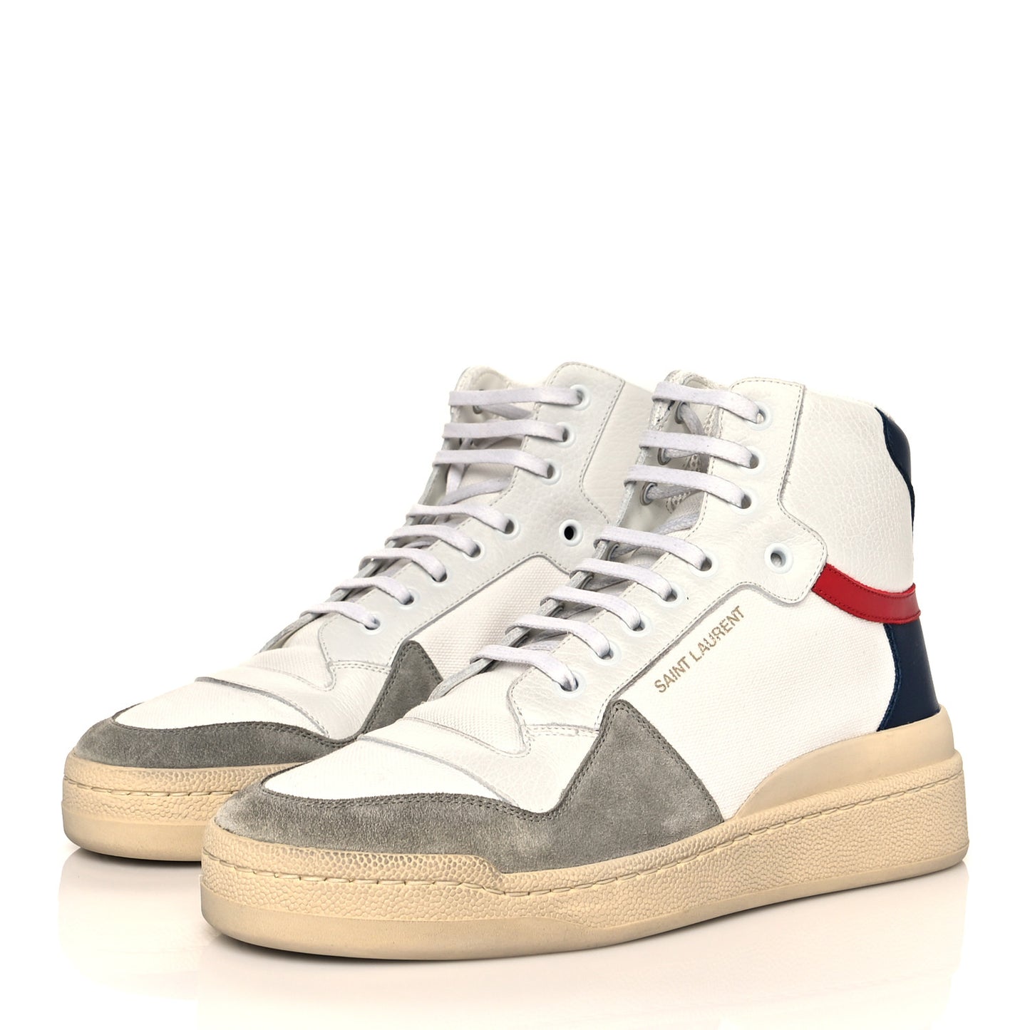 Suede Canvas SL24 Mid Top Sneakers 38.5 White Grey Black