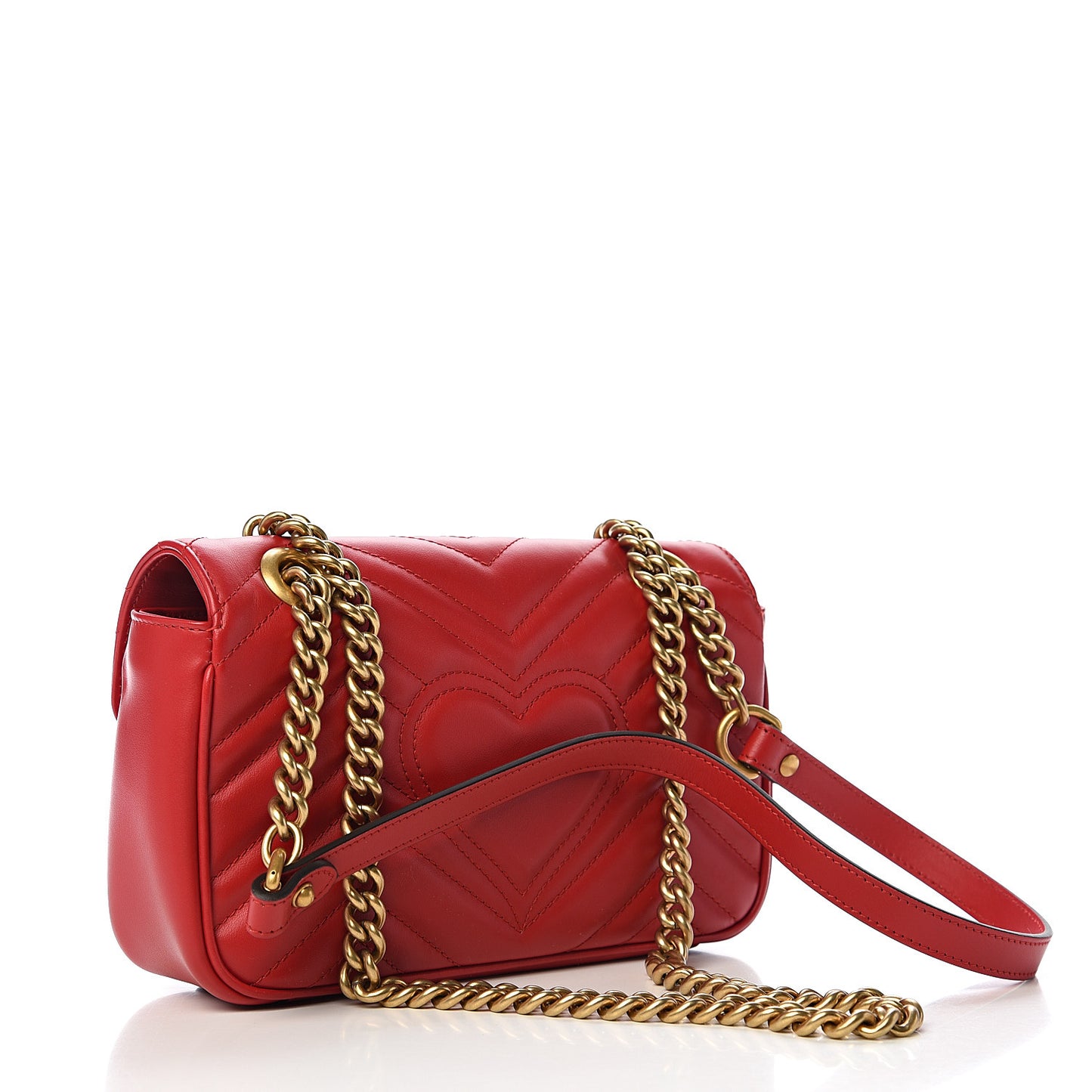 Calfskin Matelasse Mini GG Marmont Shoulder Bag Hibiscus Red