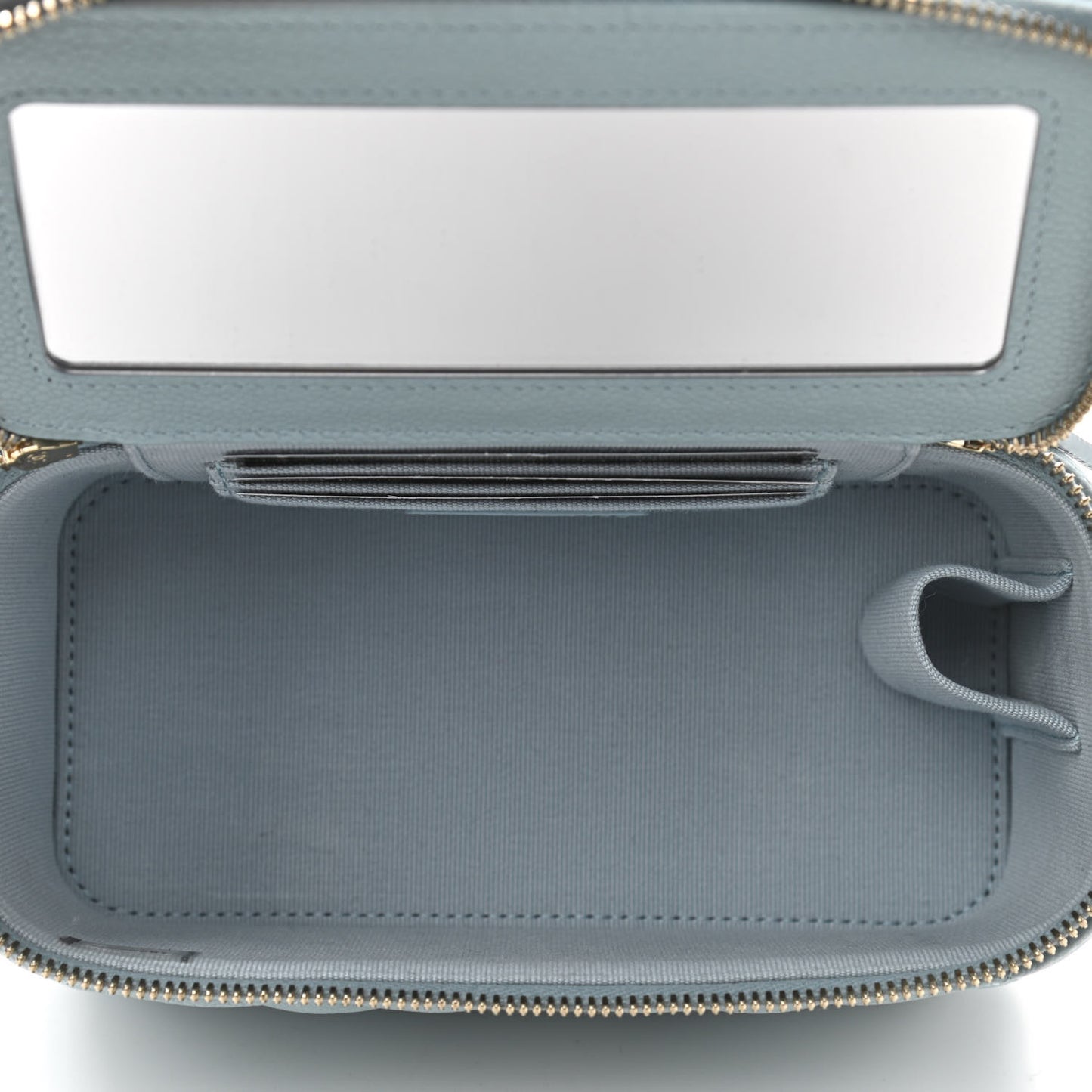 Caviar Quilted Small Tiny CC Vanity Case With Chain Light Blue