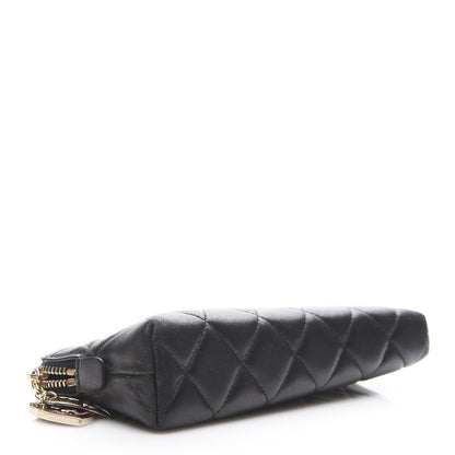 Chanel Lambskin Quilted Valentine Charms Small Cosmetic Pouch Black 3 of 8