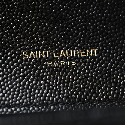 Saint Laurent Grain De Poudre Textured Mixed Matelasse Triquilt Small Monogram Satchel Black 6 of 11
