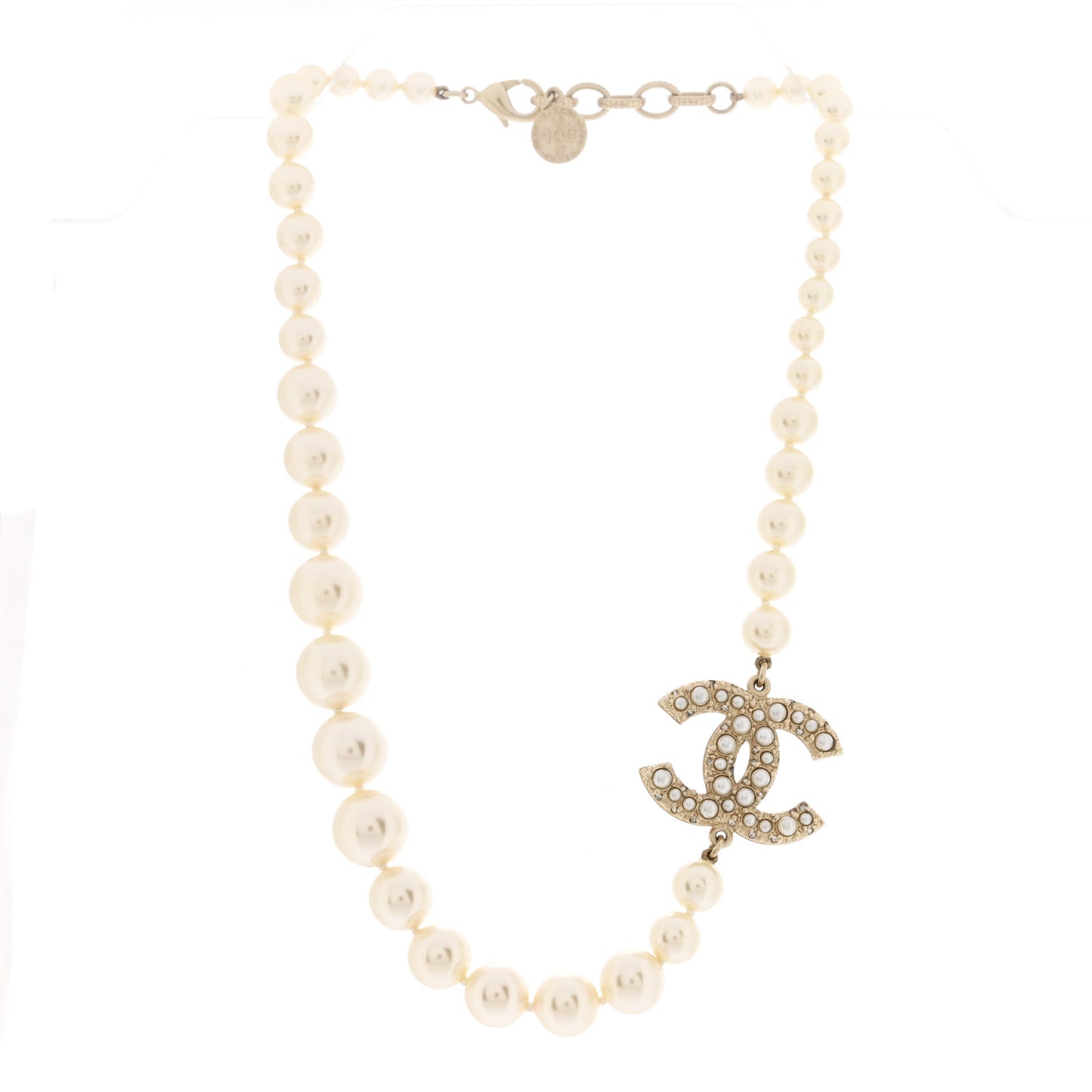 Pearl CC 100th Anniversary Necklace Light Gold