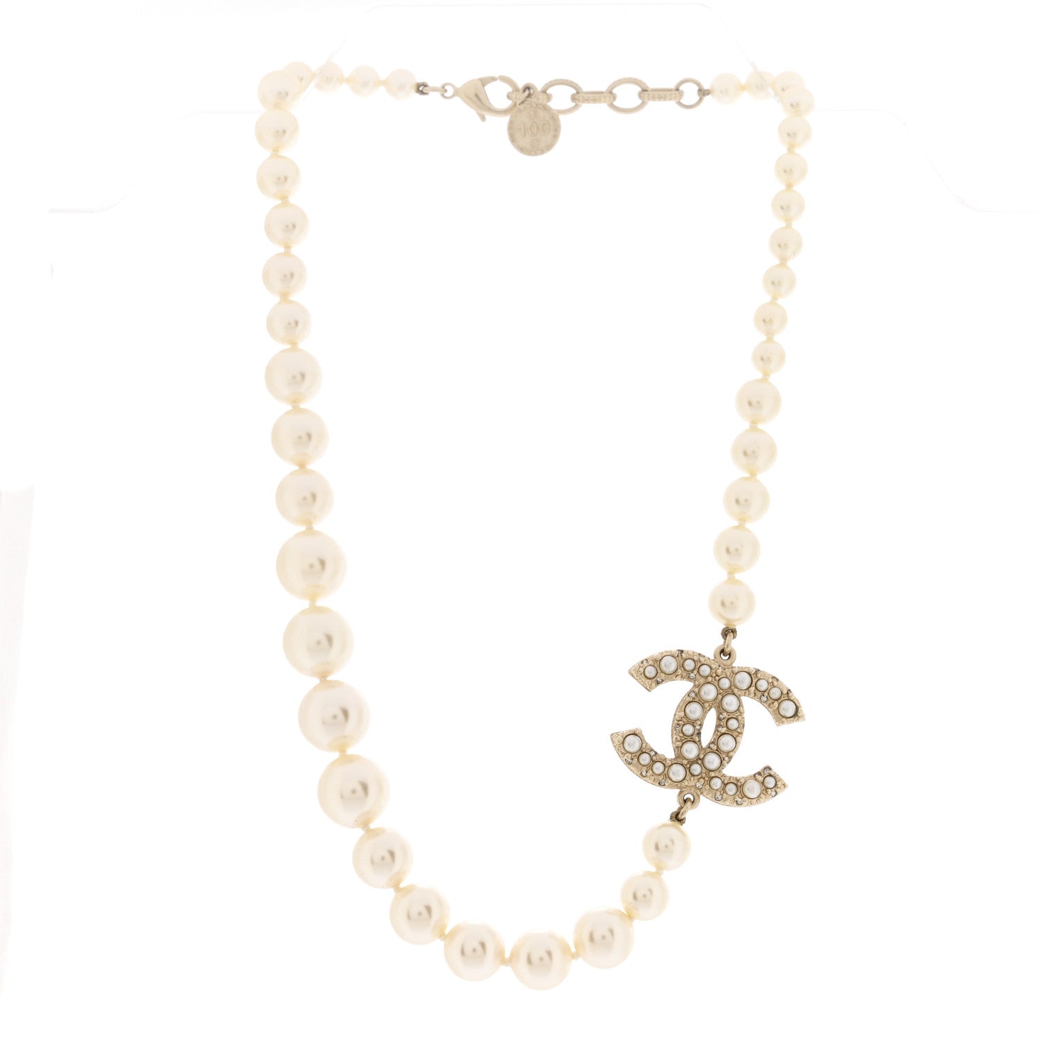 Chanel Pearl CC 100th Anniversary Necklace Light Gold 3 of 7