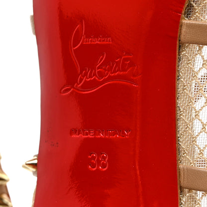 Christian Louboutin Rete Mini Resille Kid Specchio Alarc 100 Pump 38 Nude Light Gold 6 of 10