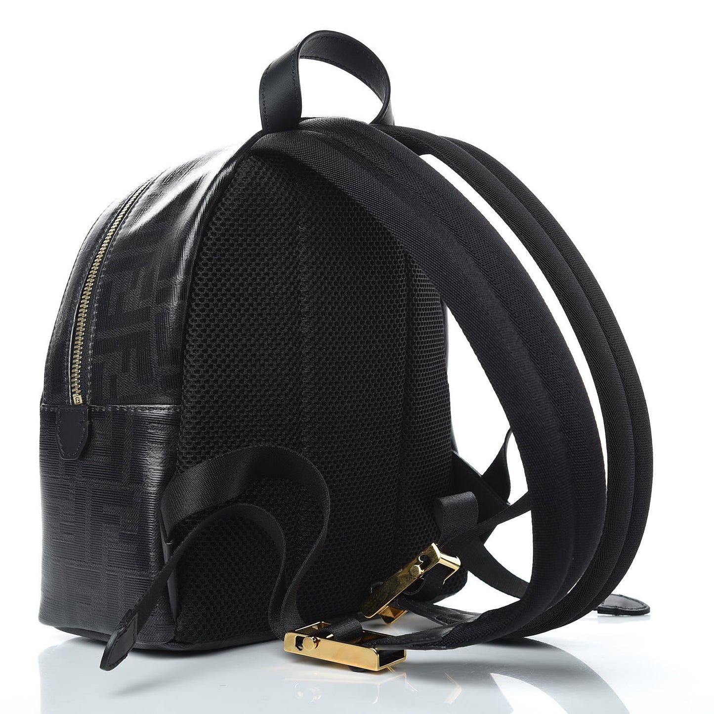 X FILA Glazed Fabric Vitello Century FF 1974 Mania Mini Backpack Black White