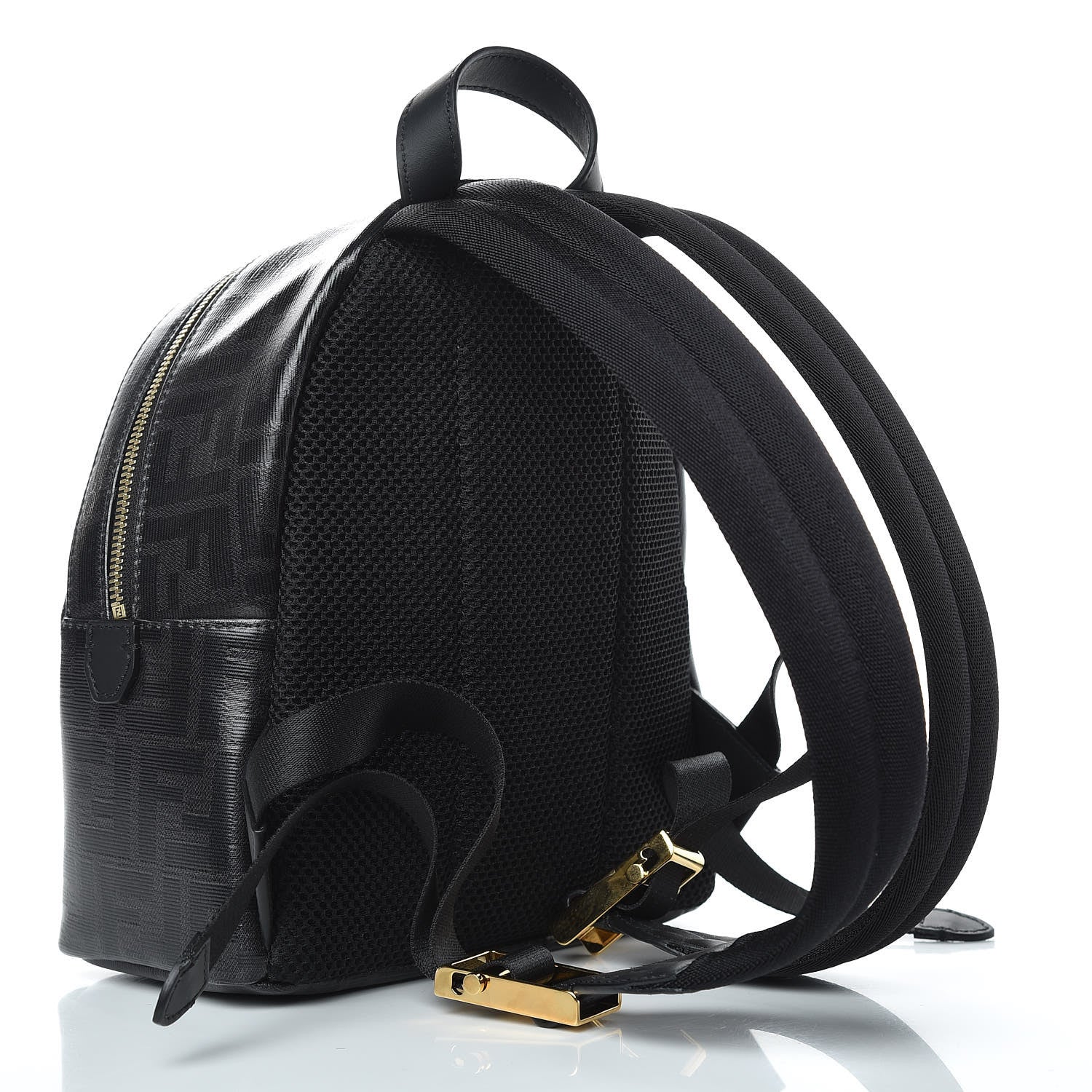 Fendi X FILA Glazed Fabric Vitello Century FF 1974 Mania Mini Backpack Black White 3 of 9