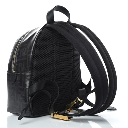 Fendi X FILA Glazed Fabric Vitello Century FF 1974 Mania Mini Backpack Black White 3 of 9