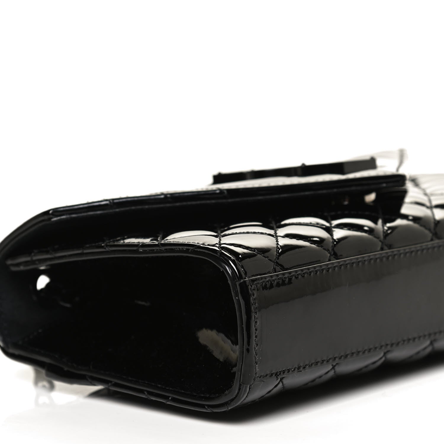 Saint Laurent Patent Mixed Matelasse Triquilt Small Monogram Satchel Black 9 of 11