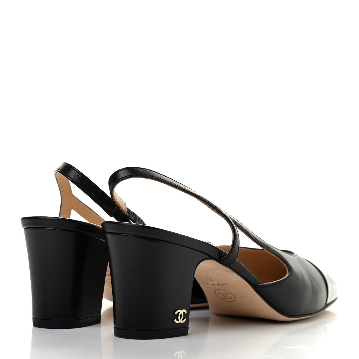 Lambskin Patent Cap Toe CC Slingback Sandals 38 Black