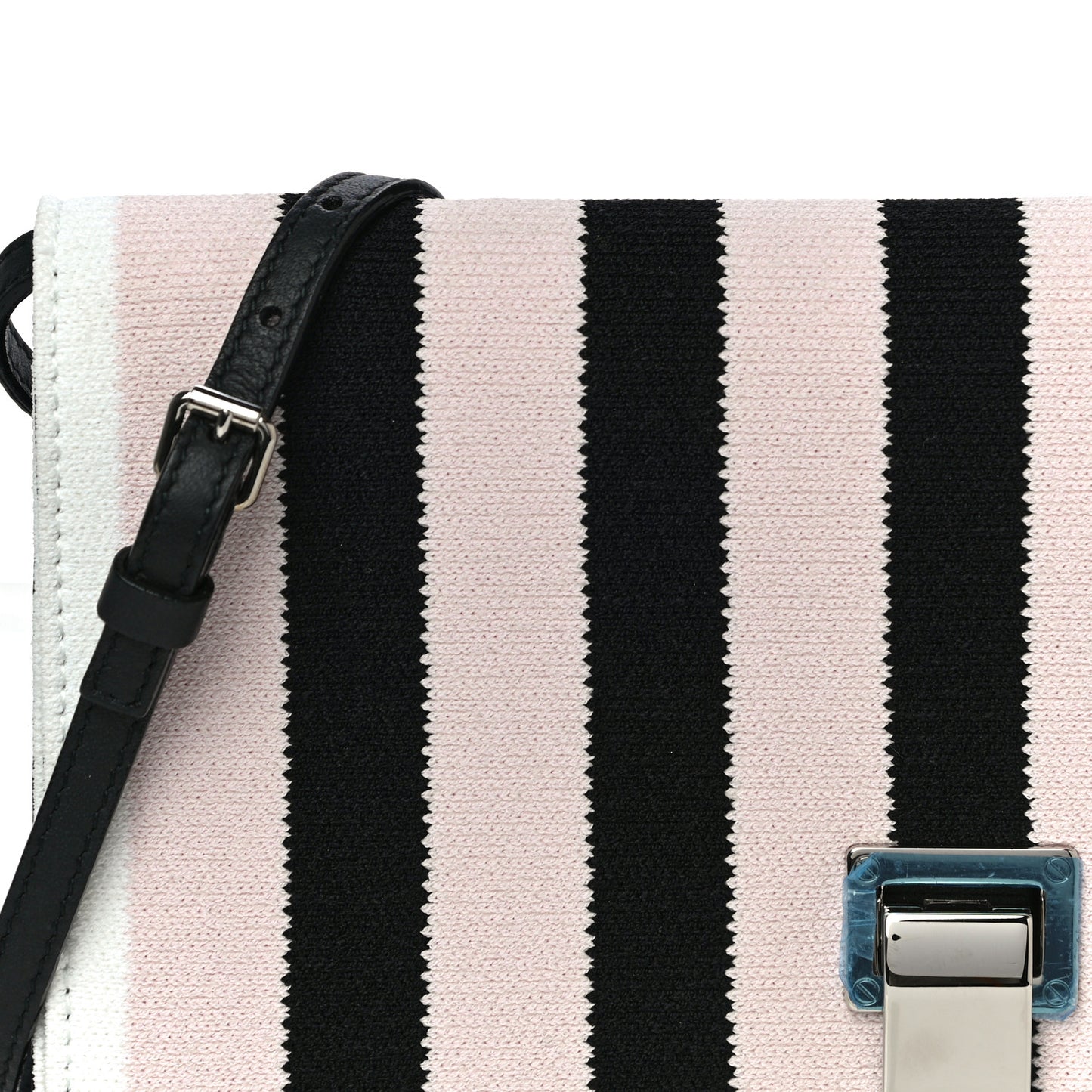 Knit Calfskin Stripe Small Lunch Bag Multicolor