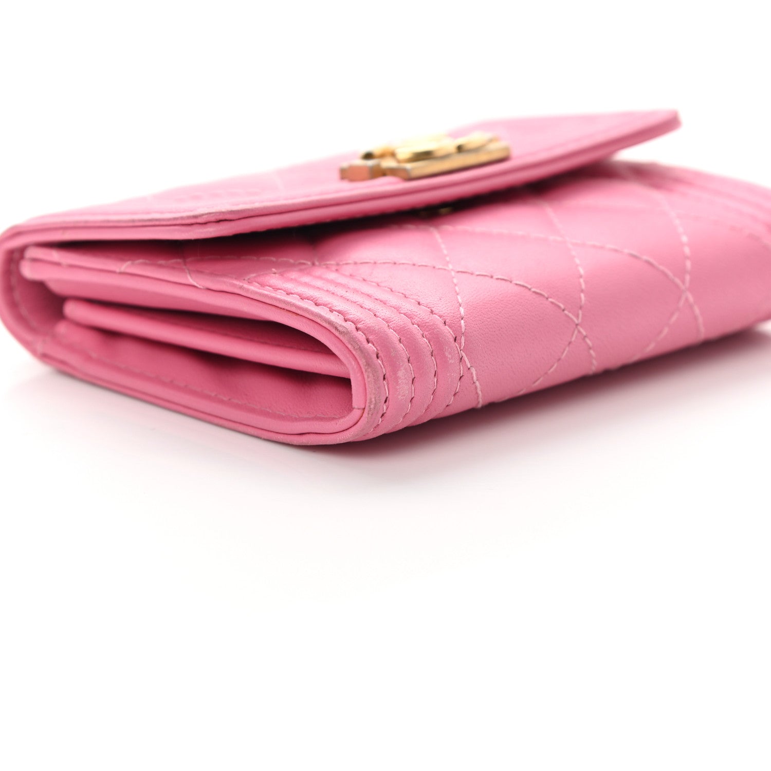 Chanel Lambskin Quilted Boy Card Holder Wallet Pink 11 of 15