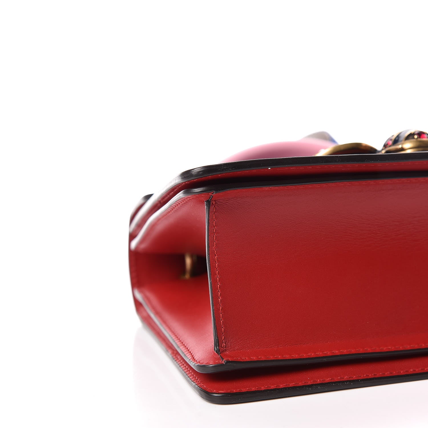 Gucci Calfskin Sylvie Web Small Queen Margaret Top Handle Bag Blue Agata Hibiscus Red Mystic White Sugar Pink 5 of 10
