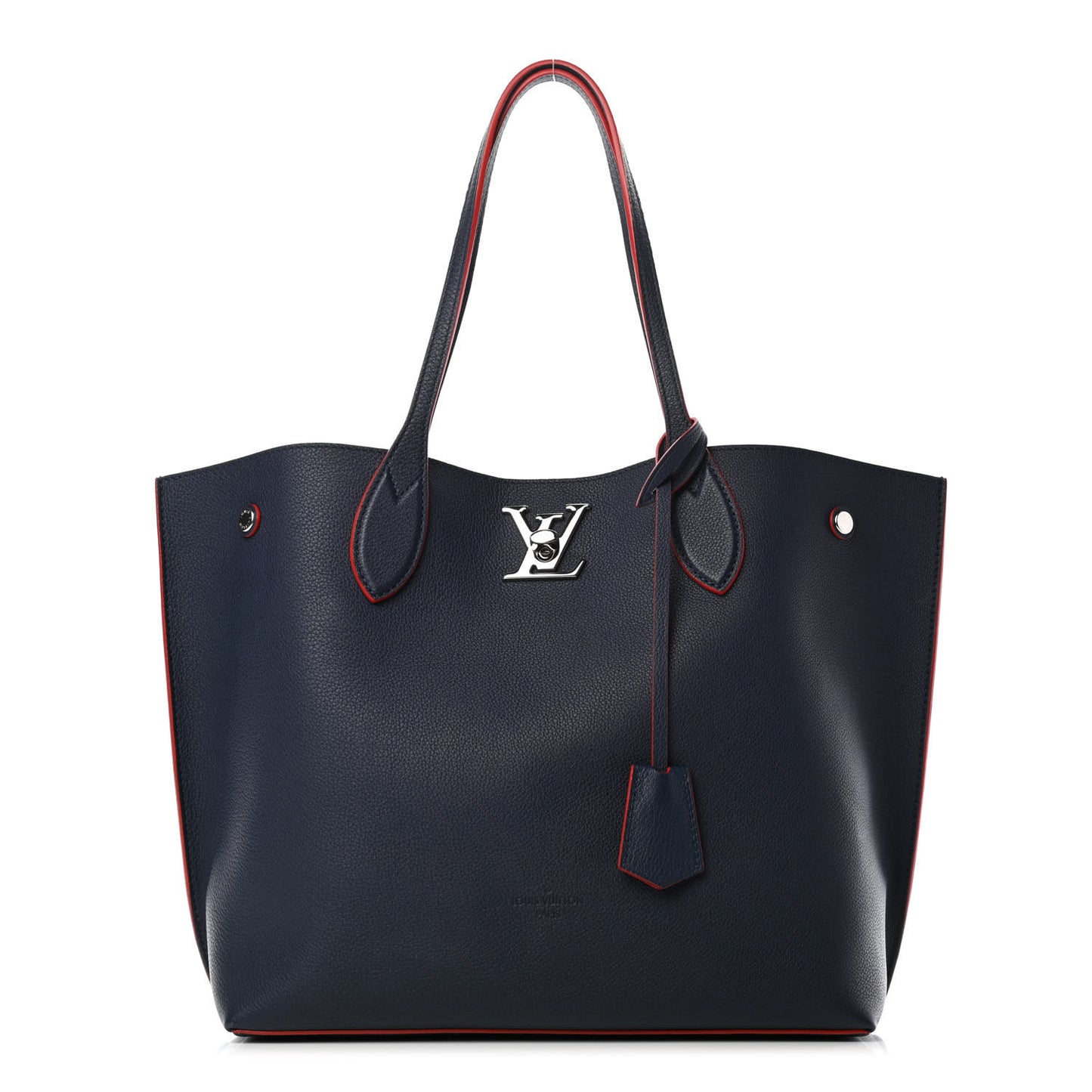 Calfskin Lockme Go Tote Marine Rouge