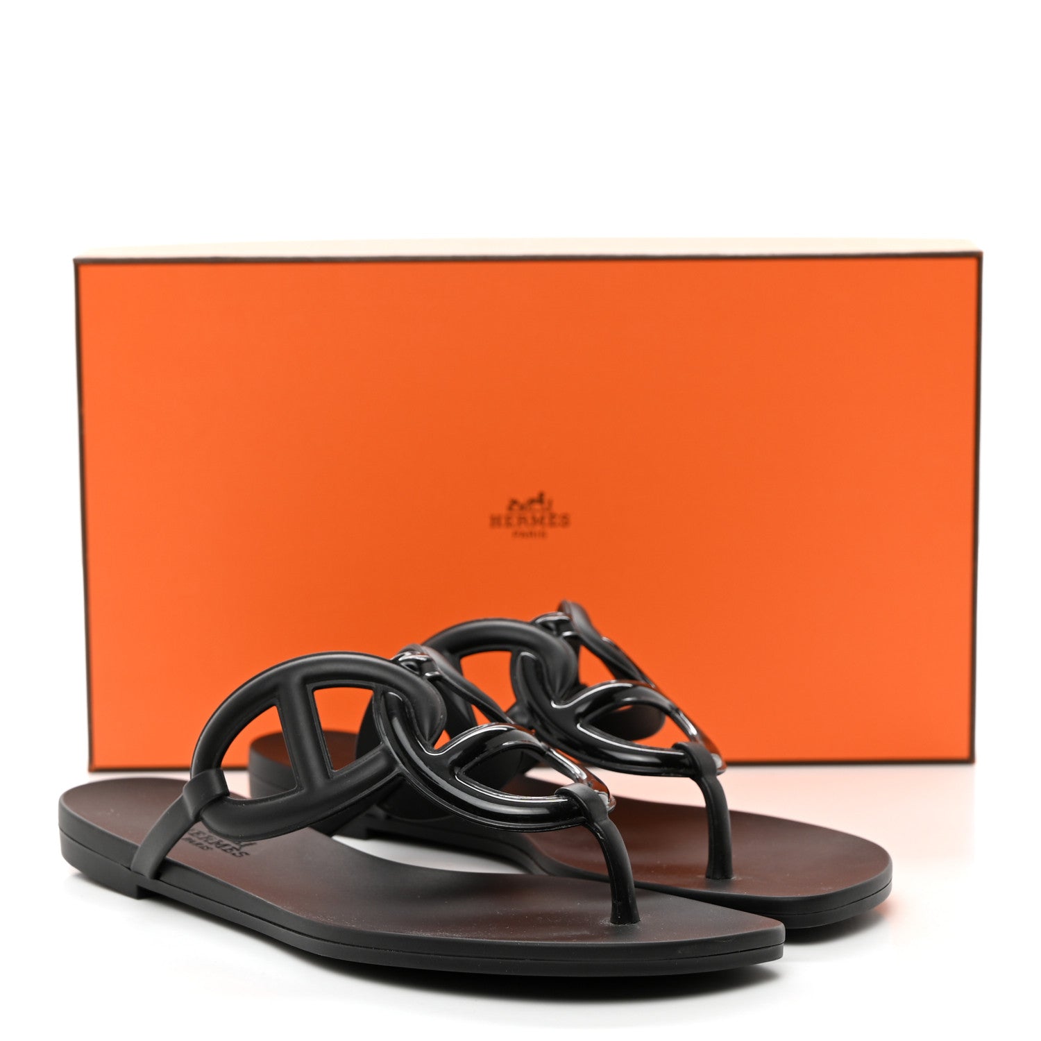 Hermes Rubber Womens Egerie Sandals 36 Black 9 of 9